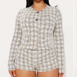 Fashion Nova Checkered Sweater - Black and Cream